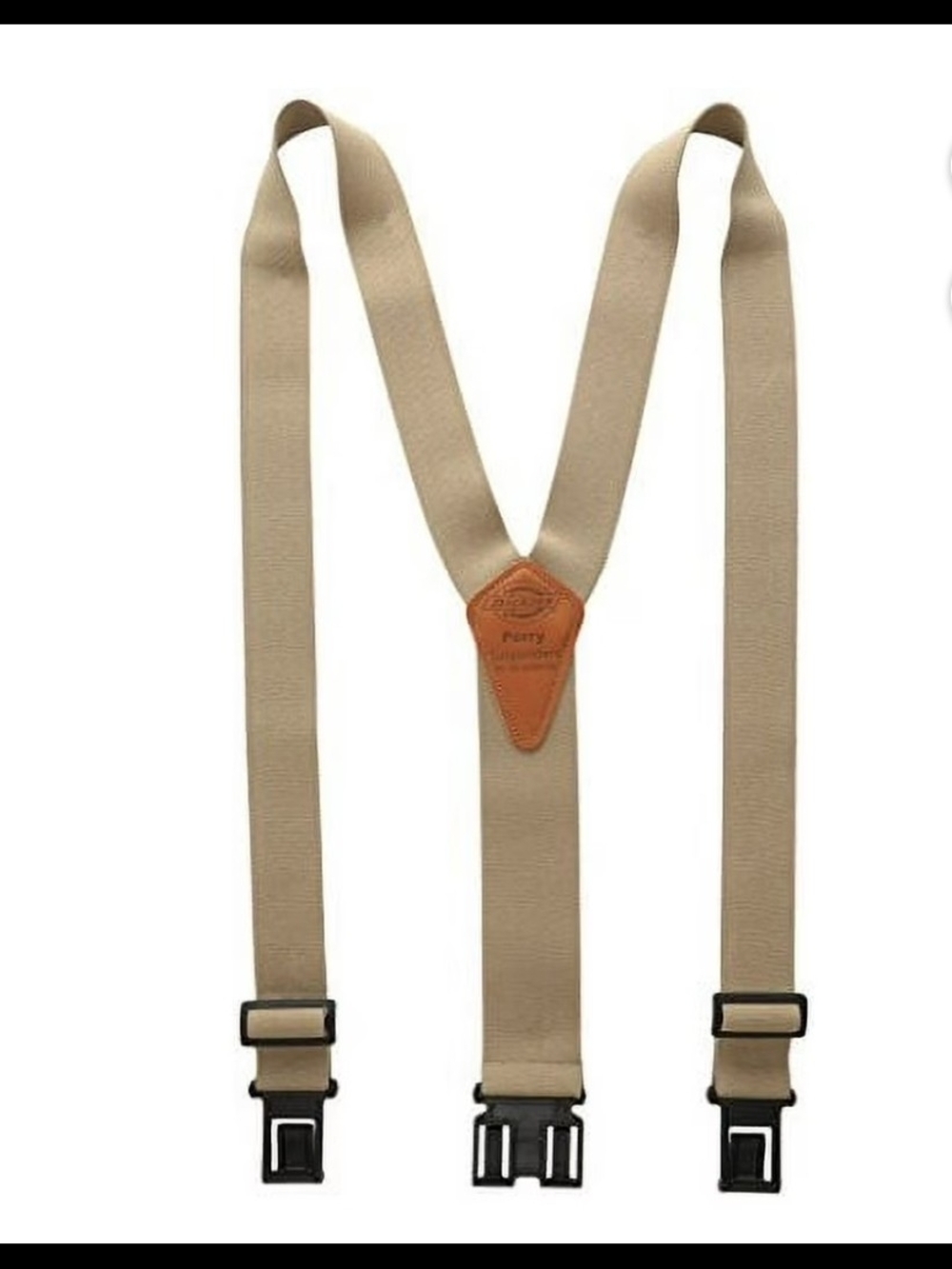 Dickies Tan Suspenders with Brown Leather Patch